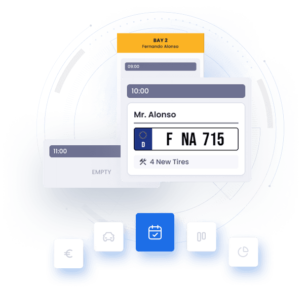 customer card in an agenda timeslot on Carsu's scheduling interface for workshops
